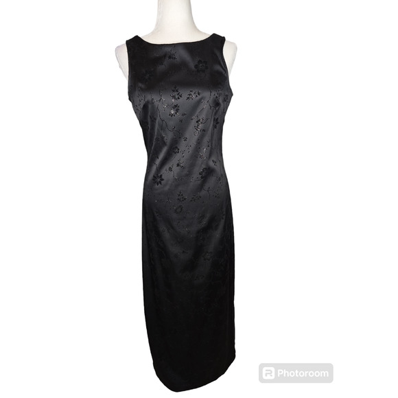 90's Y2K Byer too! Black Floral Whimsey Goth Vampire Formal Dress VTG Sz 11 - Picture 1 of 7